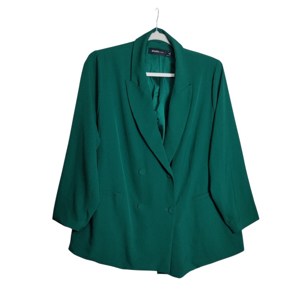 Studio by Torrid Green Double Breasted Blazer Jacket Plus Size 3 3X Emerald